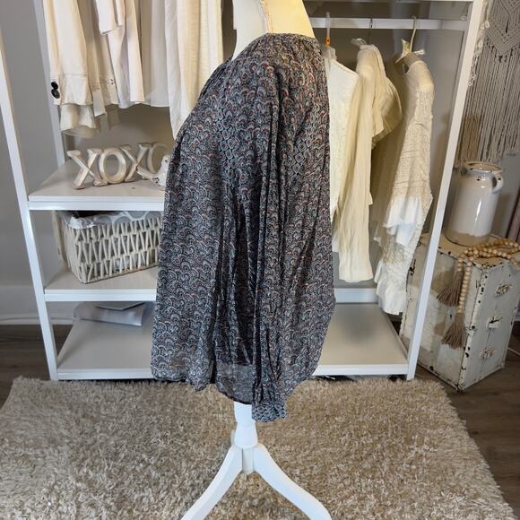 Loft Women's Size M Long Sleeve Floral Keyhole Tie Top #0372 - Picture 2 of 7